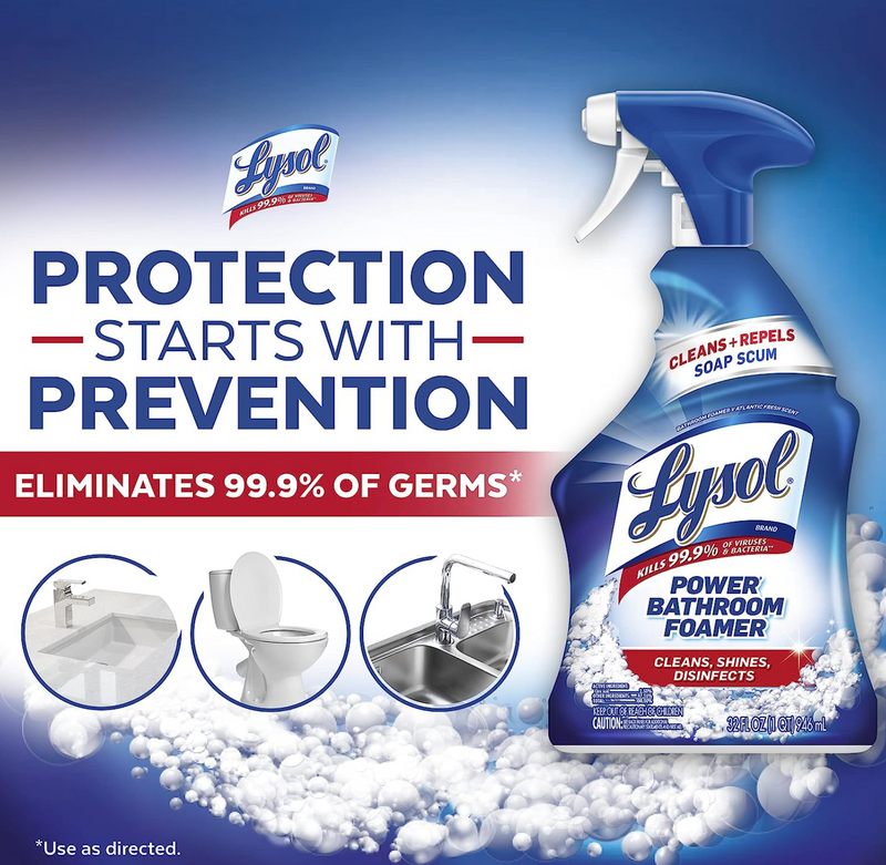 Lysol Power Bathroom Cleaner Trigger, 22 Ounces (Pack of 3)