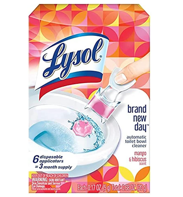 Lysol Click Gel Automatic Toilet Bowl Cleaner, Gel Toilet Bowl Cleaner, For Cleaning and Refreshing, Mango & Hibiscus, 6 applicators