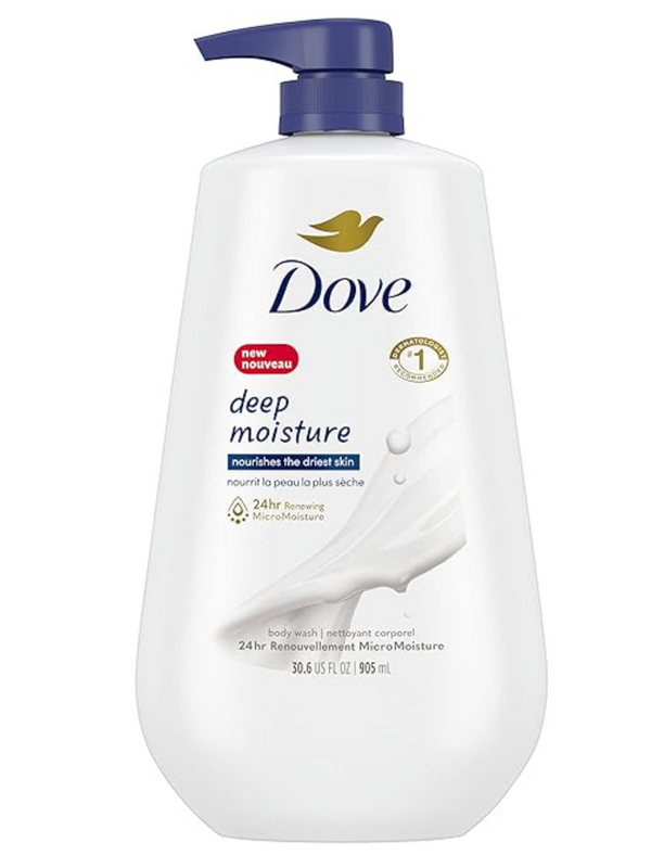 Dove Body Wash with Pump Deep Moisture For Dry Skin Moisturizing Skin Cleanser with 24hr Renewing MicroMoisture Nourishes The Driest Skin 30.6 oz