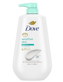 Dove Body Wash with Pump Sensitive Skin Hypoallergenic, Paraben-Free, Sulfate-Free, Cruelty-Free, Moisturizing Skin Cleanser Effectively Washes Away Bacteria While Nourishing Skin 30.6 oz