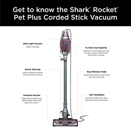 Shark HV322 Rocket Deluxe Pro Corded Stick Vacuum with LED Headlights